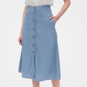 Gap Button Front Midi Skirt Tencel size 0